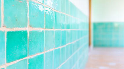 Bathroom green interior. Tiles on the wall