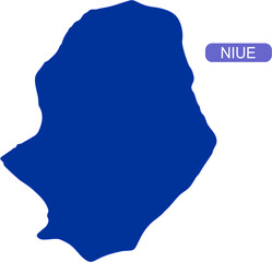 Map of Niue a small island nation in the South Pacific Ocean in solid blue color
