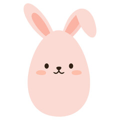 Cute pink Easter egg with bunny ears. Great for cards, banners, wallpapers, invitations, covers. Flat vector illustration on transparent background.