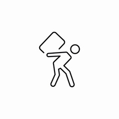 man carries a box on his back icon vector sign