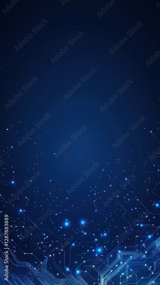 Poster a modern futuristic background image featuring bright lights connected by lines on a blue backdrop