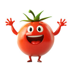 Fototapeta premium Cheerful tomato cartoon character isolated on transparent background