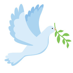 A dove of peace with an olive branch