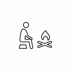 camping fire outdoor icon vector sign