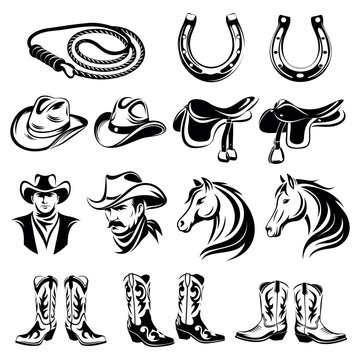 
vector set of cowboy attributes icons
