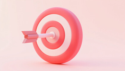 Arrow hitting target center achievement aiming with pastel background success