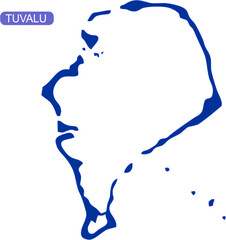 Map of Tuvalu in the South Pacific is an independent island nation within the British Commonwealth in solid blue color