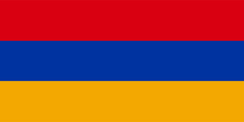 Classic flag Armenia. Official flag Armenia with size proportions and original color. Standard color and size. Independence Day. Banner template. National flag Armenia with coat arms.