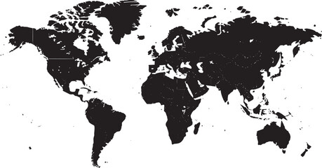 World map on white background. World map template with continents, North and South America, Europe and Asia, Africa and Australia