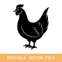 silhouette monochrome color with chicken vector illustration