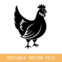 simple chicken icon illustration design, cute hen symbol