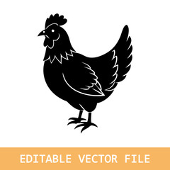 Illustration of black hen in cutout style vector art
