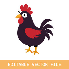 Cute chicken cartoon on white background. Vector illustration.