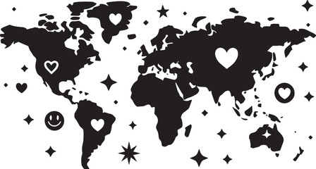 World map on white background. World map template with continents, North and South America, Europe and Asia, Africa and Australia