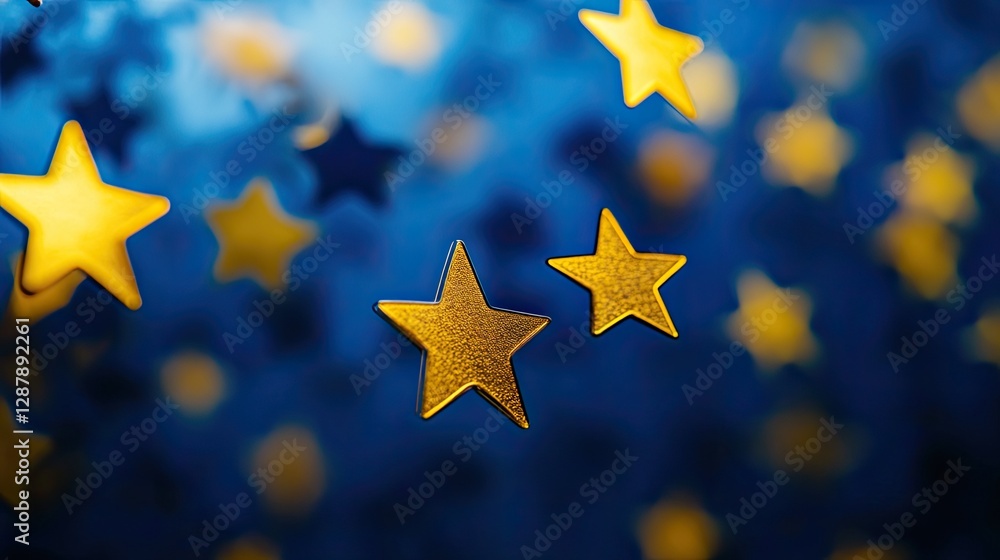 Poster a conceptual image of floating rating stars, representing customer feedback and service quality.