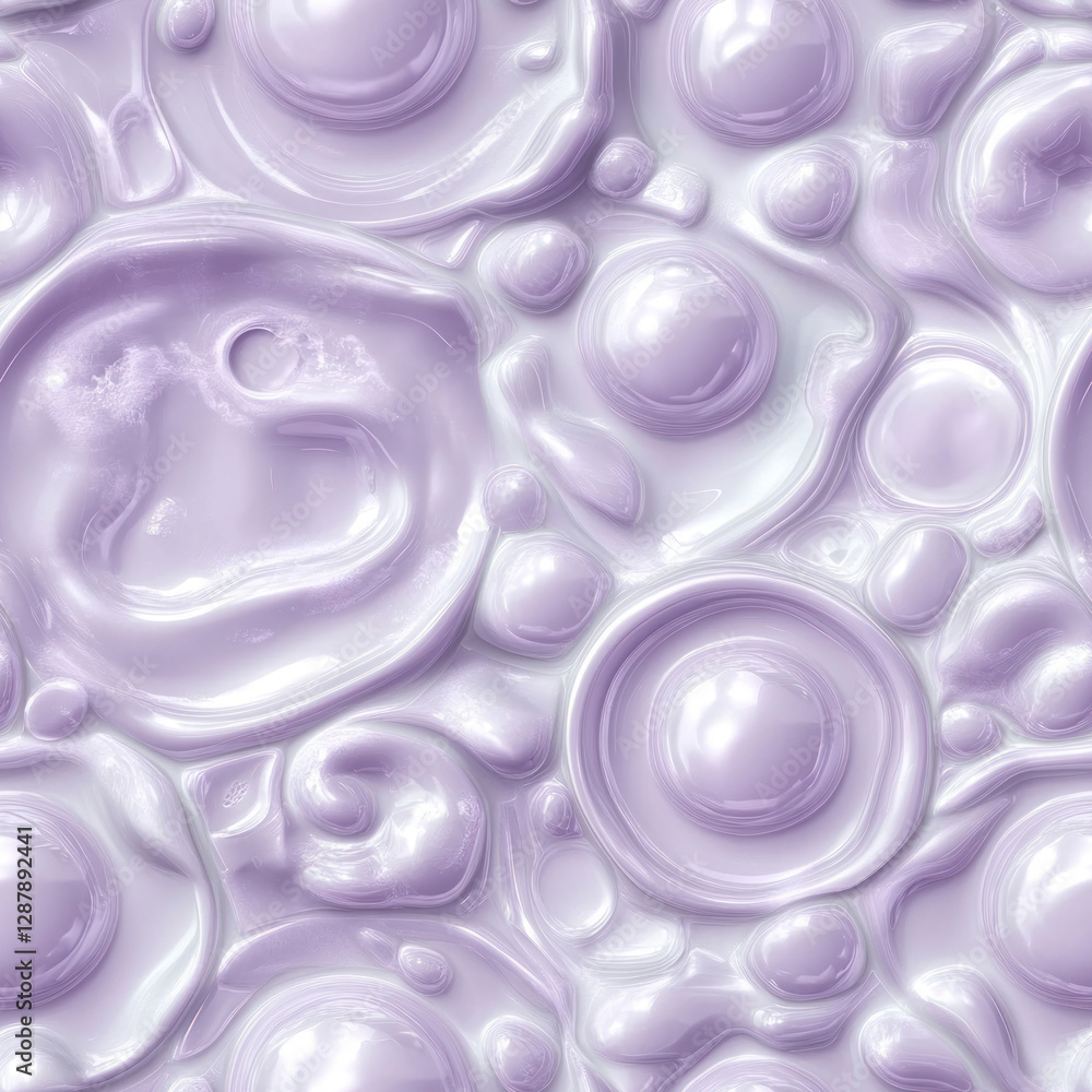 Poster swirls of lilac liquid form round shapes. abstract background with glossy pattern