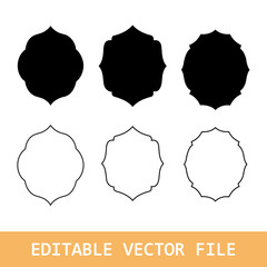 frame arabic. framing border photo decoration arch graceful oriental carving window floral. vector illustration