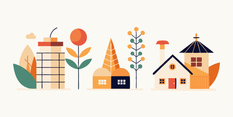 Fototapeta premium Minimalist japandi architectural art collection for contemporary design
