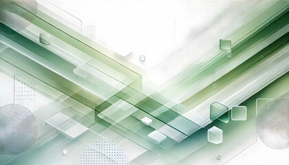 Obraz premium 緑と白の抽象的な背景 – 透明な幾何学模様のデザイン