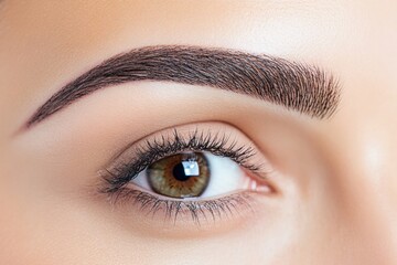 Obraz premium Perfectly symmetrical eyebrow design enhancing the natural beauty of the eye with striking detail and color. Generative AI