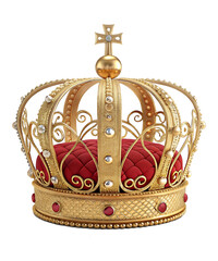 Exquisite Ornate Golden Crown PNG– Majestic Royal Headpiece with Gemstones PNG