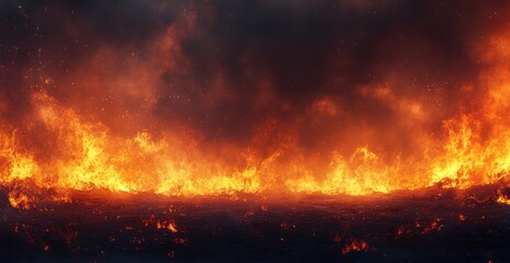 Inferno: A Fiery Wall of Burning Embers