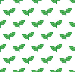  pixel leaf  Seamless Pattern vector eco background  pixel art for 8 bit game