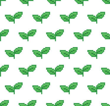  pixel leaf  Seamless Pattern vector eco background  pixel art for 8 bit game