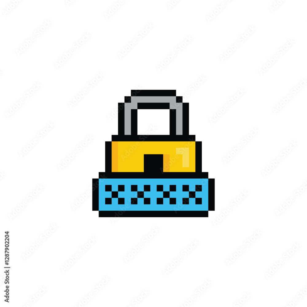 Aufkleber pixel password protection icon. vector pixel art security password sign padlock 8 bit logo for game
