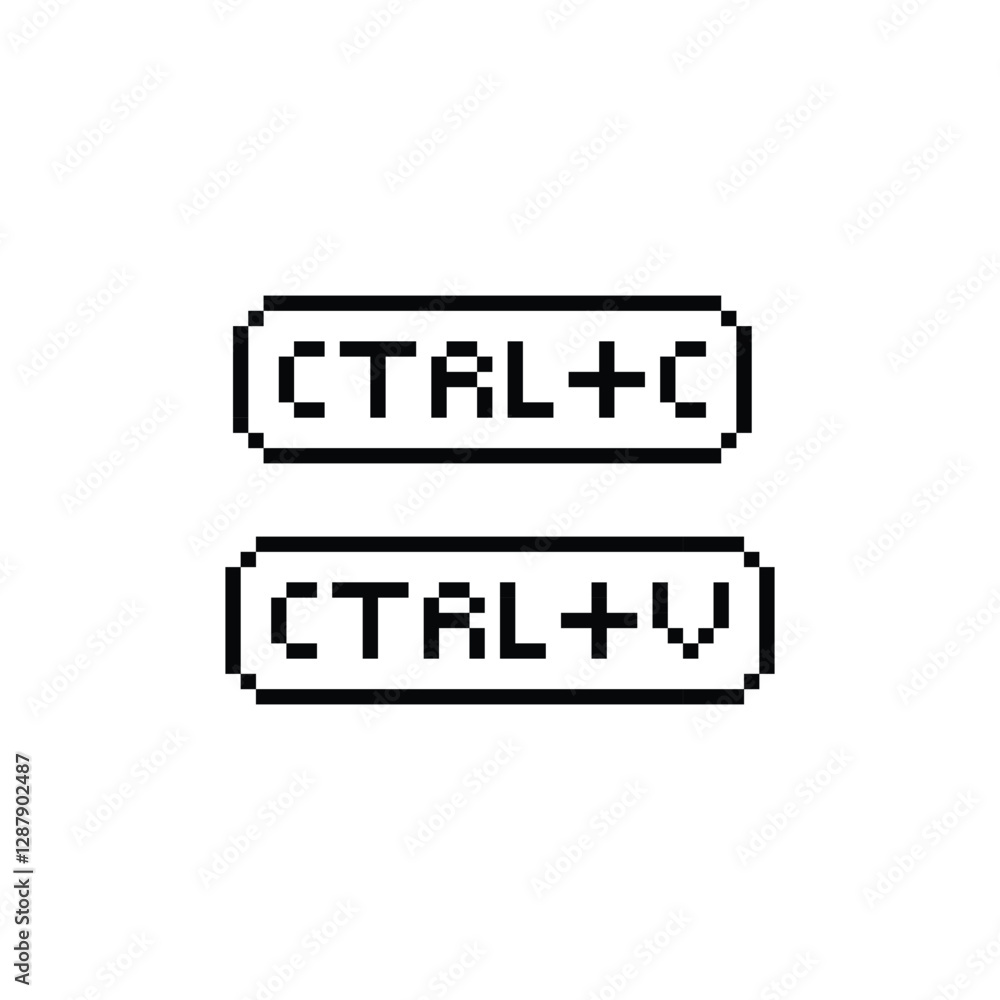 Poster ctrl c, ctrl v 8 bit button pixel art 8-bit for game