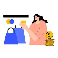 Financial Technology Illustration with Female Character