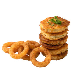 Delicious Grilled Chicken Drumsticks with Onion Rings and Mint on white background Generated by Ai.