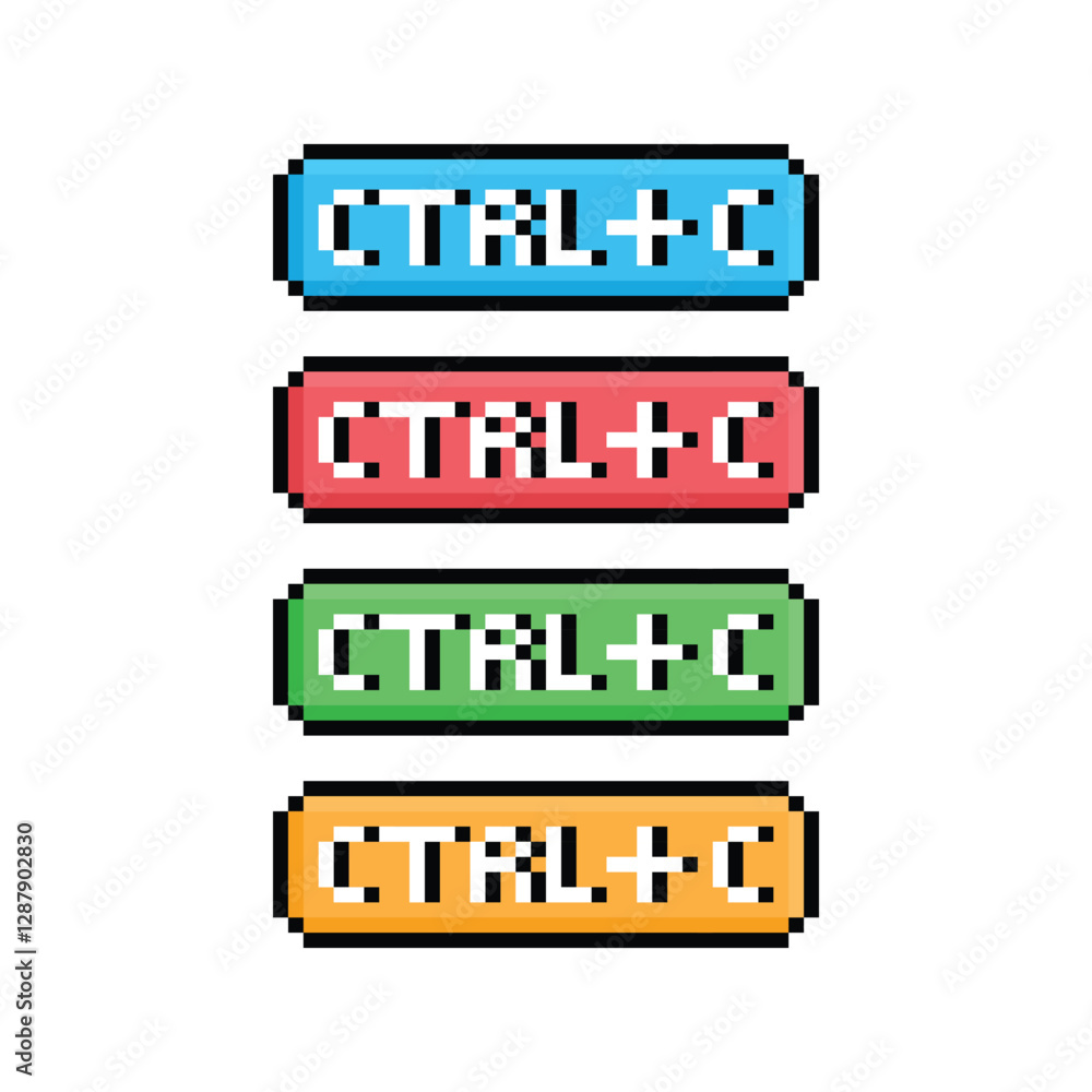 Poster ctrl c, ctrl v 8 bit button pixel art 8-bit for game
