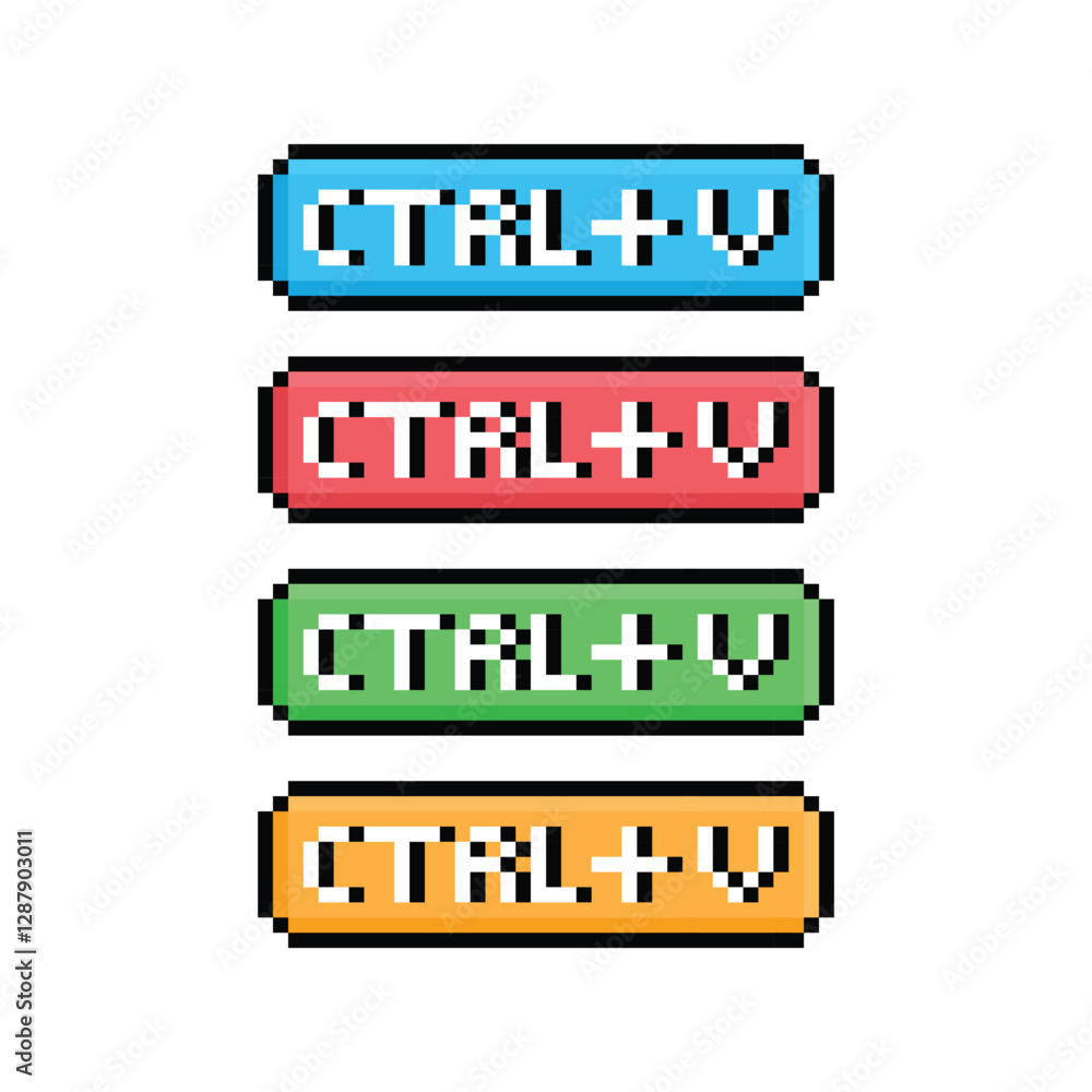 Poster ctrl c, ctrl v 8 bit button pixel art 8-bit for game