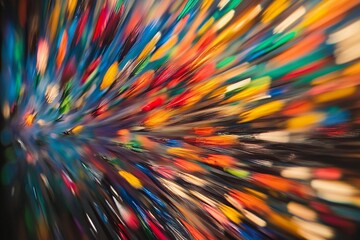 Obraz premium Colorful feathers arranged in a vibrant display at a craft market