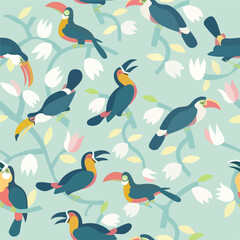 Fototapeta premium Tropical Toucan Pattern
