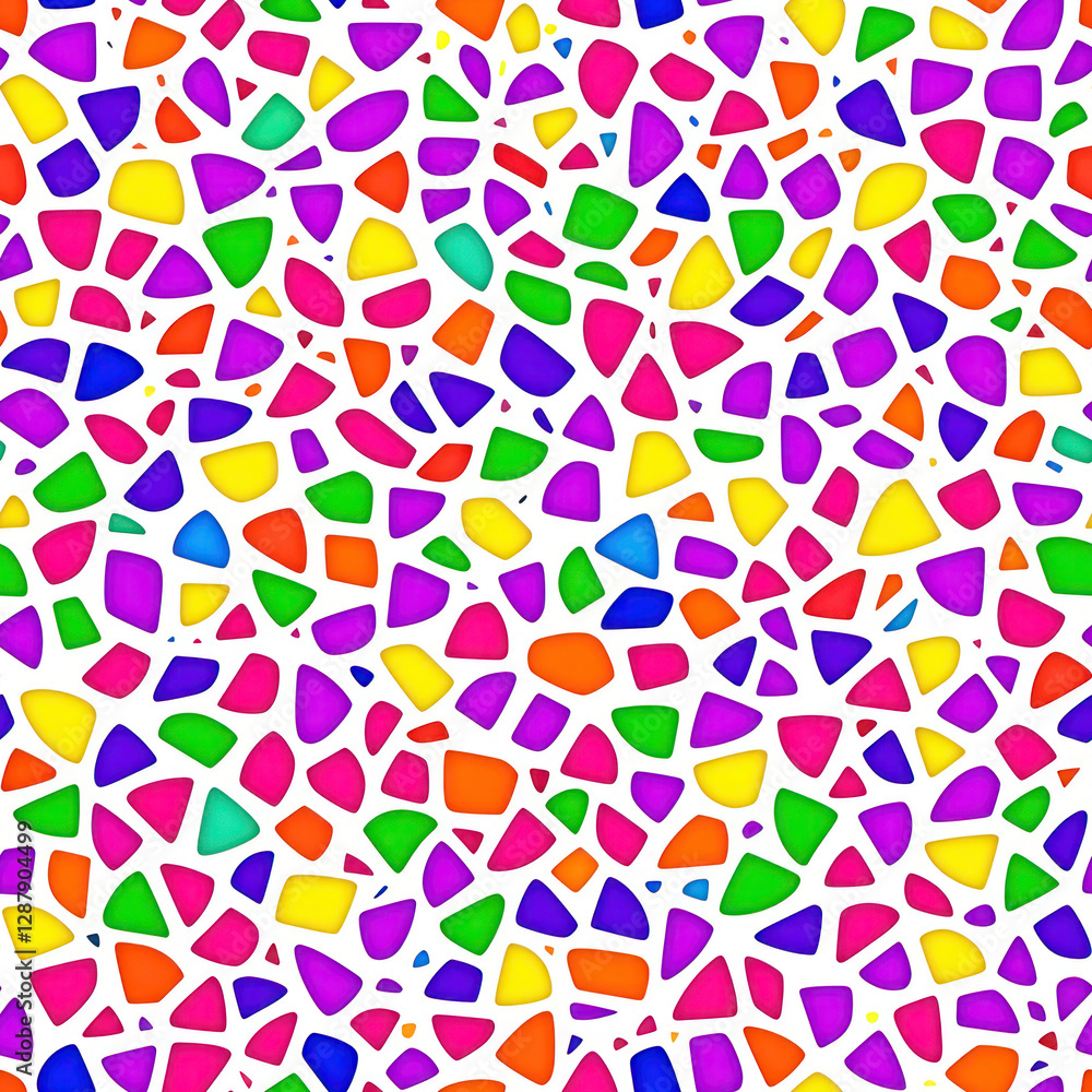 Poster vibrant mosaic tile pattern abstract background with irregular shapes on white backdrop