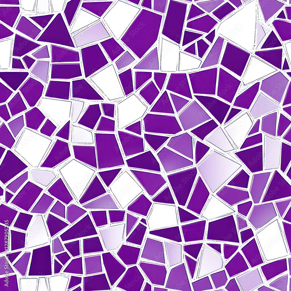 Poster violet tessellation abstract polygonal fragments creating geometric pattern, flat lay background