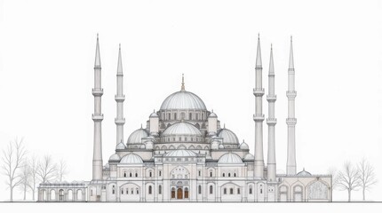 Obraz premium Lineart of the Blue Mosque in Istanbul