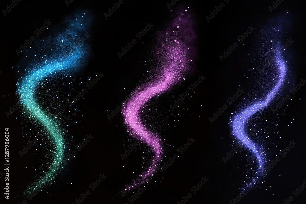 Aufkleber dust particles dancing in colorful dynamics for artistic overlays and stunning backgrounds in variou