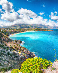 Obraz premium Superb seascape of Guidaloca Beach near Castellammare del Golfo.