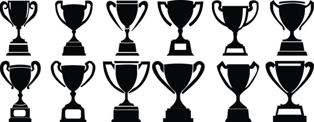 Trophy icon set.first place champion success achievement winner prize signs unique style vector illustration.Winner cup, victory cup icon. Reward symbol sign for web and mobile.