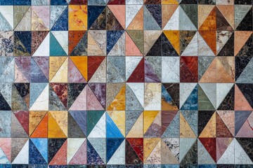Fototapeta premium Colorful mosaic pattern featuring diverse geometric shapes in a vibrant design