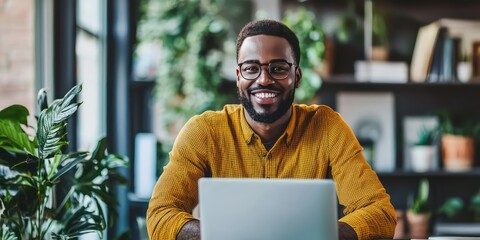 Small business owner hosting a virtual meeting with staff