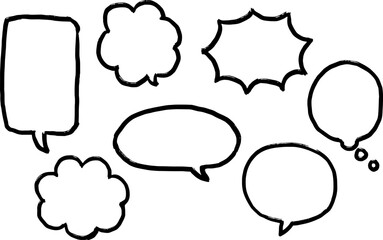 手描き風吹き出しセット　丸やアメコミ風爆発吹き出しなど