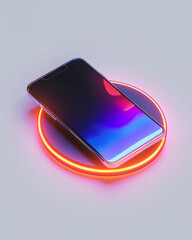 Phone laying on a wireless charging pad