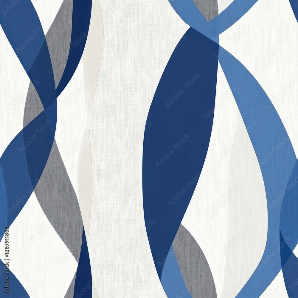 Poster wavy flowing blue/gray forms intertwine on textured neutral backdrop; abstract visual