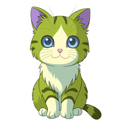 cute cat,cute kitten, cartoon cat,green cat