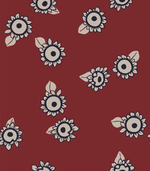 Japanese Sunflower Motif Vector Seamless Pattern