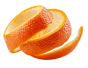 Orange peel spiral isolated on transparent background